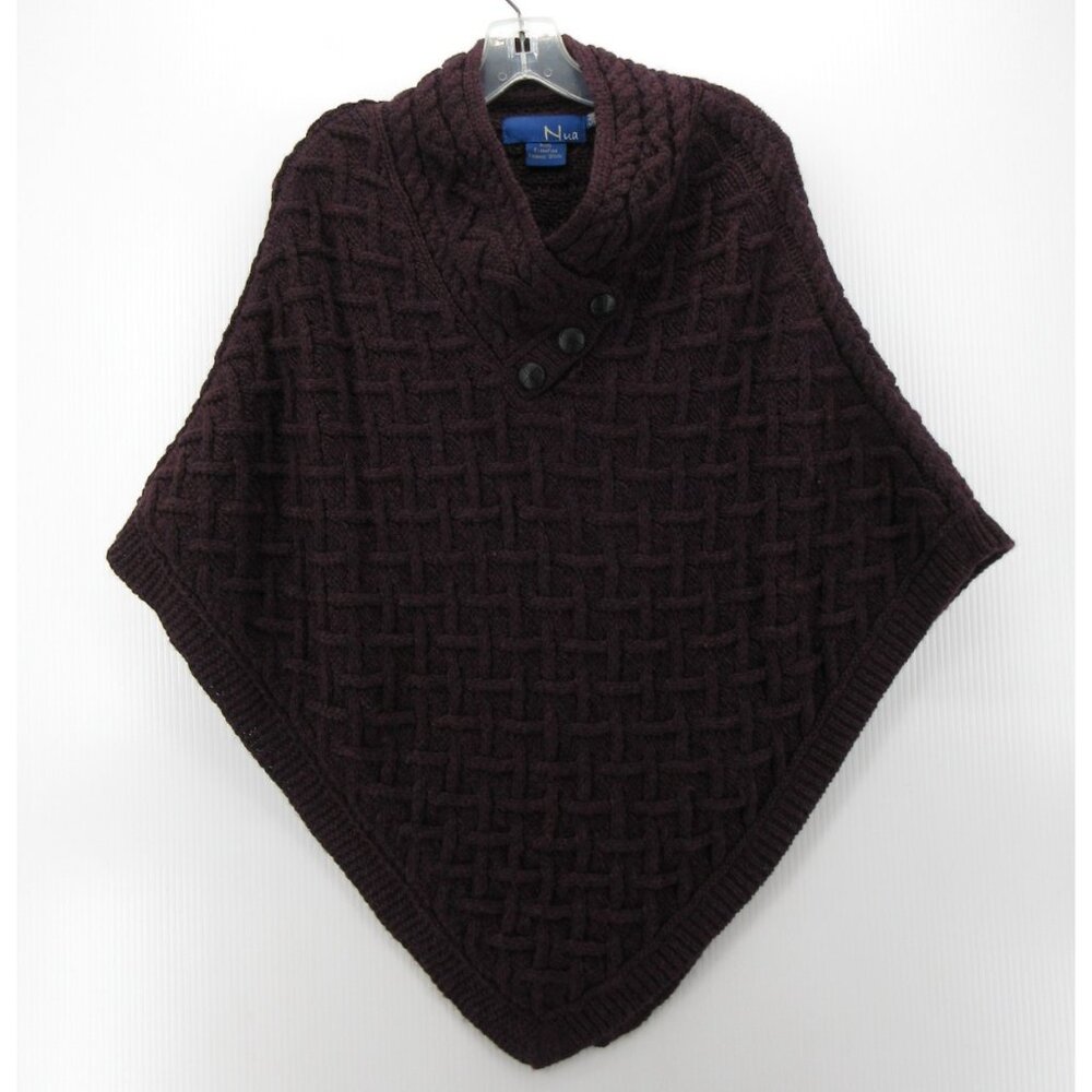 Nua Sweater Small Medium Purple Poncho Cape Extra Fine Merino Wool